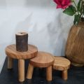 Mini Wooden Table for Small Plants Real Wood, Home Decoration, Available in Packs of 1 and 4. 