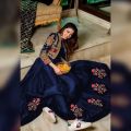 mina collection emboridy bunch maxi with separate koti 2 pcs heavy emboridery sizeeasurment chest size 20  koti length 20 maxi length 52 stuff raw silk  colours all available open picture attached all work dress price only 2900. 