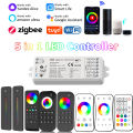 Tuya Zigbee LED Controller 5in1 RGB CCT RGBW RGBCCT DC 12V 24V 15A LED Strip Light RF 2.4G Wifi Smart Life Voice Alexa Home WZ5. 