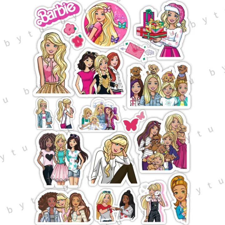Barbie%20Stickers%20UNCUT%20A5%20Size%20Sheet%20For%20Girls%20Kids%20Journal%20Scrapbook%20Phone%20Cover%20Laptop%20Notebook%20DIY%20Crafts%20Barbie%20Fans%20-%20Image%208