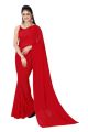georgette  red plain saree,red colour saree for women,styles weightless saree,red cherry  colour plain saree,simple red saree,party wear saree,gorgeous saree for women. 