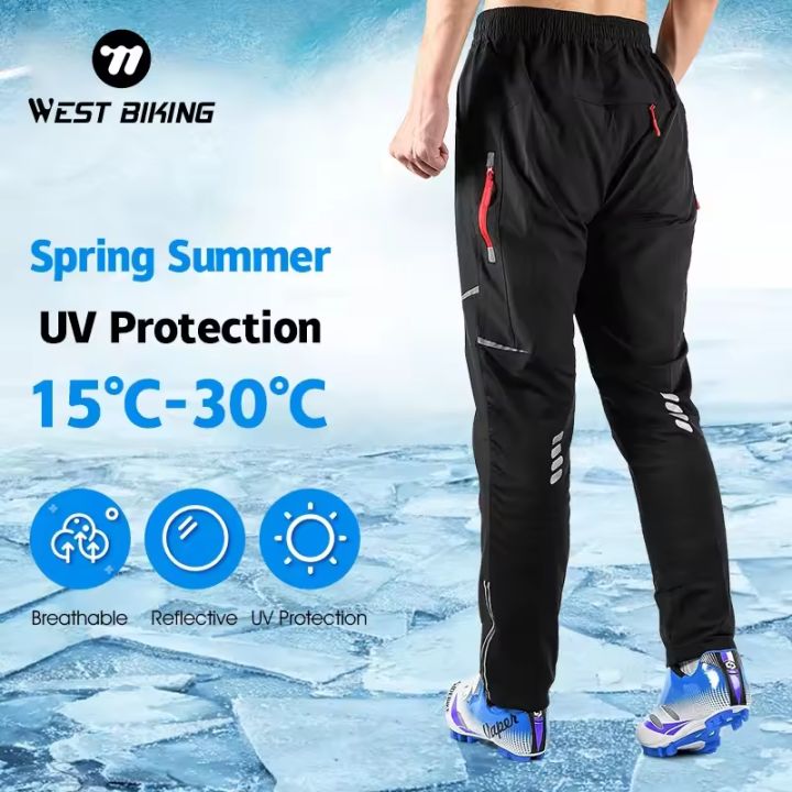 WEST BIKING Cycling Pants Windproof Bicycle Pants Quick Drying Riding Bike Pants Fishing Fitness Trousers Sport Equipment