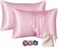 Silk Pillow Cover for Hair and Skin (Pack Of 5, 18 Cm, 28 Cm, Pink). 