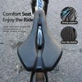 Bicycle Saddle Shockproof Hollow Breathable Cycling Seat PU Non-Slip Leather Cushion Lightweight MTB Road Bike Saddle Accessoriy. 