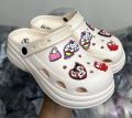 New Girls Fashion EVA Rubber Platform Crocs | High Heel Soft Sole Sandals with Cartoon Charms. 