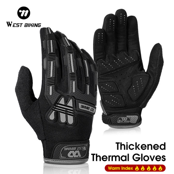 WEST BIKING Plus Velvet Protective Functional Glove Warm Winter Motor Glove Touchscreen Cycling Gloves Thermal Outdoor Ski Glove