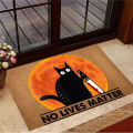 HX Horror Floor Mats Black Cat with Blood Knife No Lives Matter Doormat Cartoon 3D Print Indoor Carpets Halloween Home Decor. 