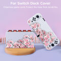 2 Pcs Peach Blossom Powder Theme Pattern Protective Case with Base Cover Set for Switch OLED/Switch NS, Can Store 5 Game Cards.