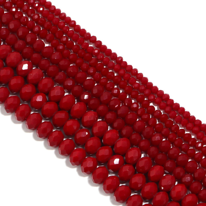 1 Strand Faceted Crystal Abacus Beads Red Rondelle Loose Spacer Beads Flat Glass Beads For DIY Jewelry Making Bracelet Necklace