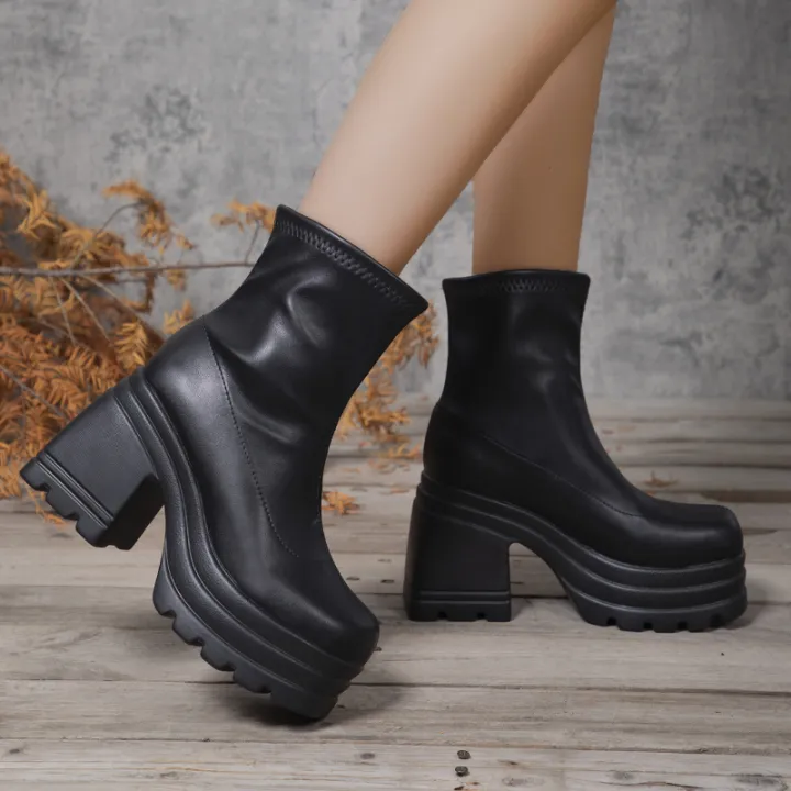Women%20New%20Fashion%20Short%20Boots%20Women%20%20Leather%20Boot%20Square%20toe%20casual%20Zipper%20high%20heels%20Casual%20thick%20soled%20women%20shoes%20Zapatos%20-%20Image%202