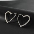 2pcs Silver-plated Earrings Ladies Light Luxury Fashion Style Exaggerated Personality Big Love Wear To Enhance The Temperament.
