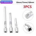 3pcs 1/4 Inch Socket Ratchet Wrench Extension Bar 50/75/100mm Long Bar Steering Sleeve Connecting Rod Socket Extender hand tool. 