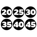 Number stickers indicate numbers, number stickers (numbers 20,25,30,35,40), size 3x3. Black, white number, 1 sheet, 40 units, code [E-076]. 