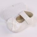 Baby Girls Leather Bowknot Princess Shoes, Non-slip Hook And Loop Fastener Single Shoes Trendy Elegant Crib Shoes Prewalker Shoes. 