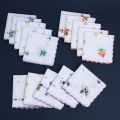 6 Pack of Women's Classic Tooth Edge Handkerchiefs, Cotton Flower Handkerchiefs, Sweat-Wiping Flap Pocket Pants Towels, Placemats, Wedding Supplies.