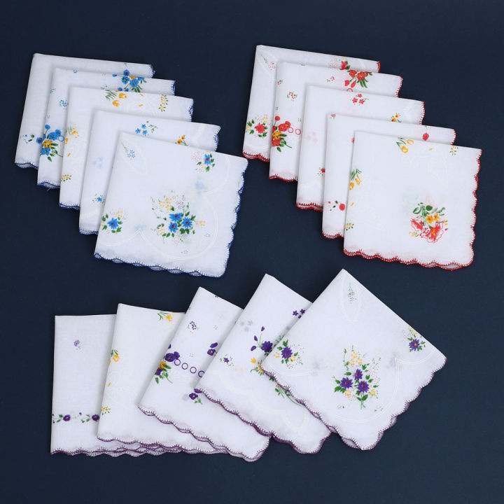 6%20Pack%20of%20Women's%20Classic%20Tooth%20Edge%20Handkerchiefs,%20Cotton%20Flower%20Handkerchiefs,%20Sweat-Wiping%20Flap%20Pocket%20Pants%20Towels,%20Placemats,%20Wedding%20Supplies%20-%20Image%203