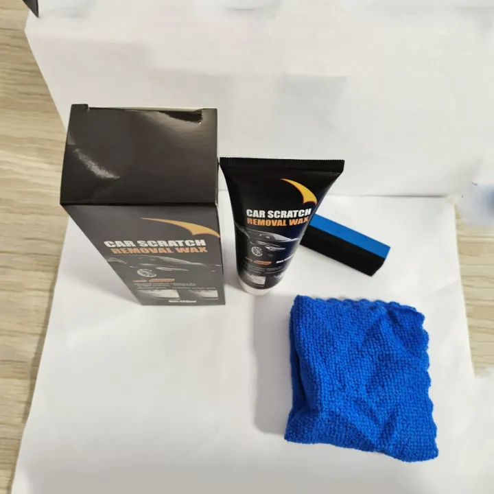 120ml Car Scratch Removal Wax Kit w/Sponge & Microfiber Towel - Erase Light/Medium Scratches & Stains, Auto Paint Polish
