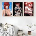 1PC Sexy Girl Makima Chainsaw Man Poster Self-adhesive Art Waterproof Paper Sticker Coffee House Bar Room Wall Decor. 