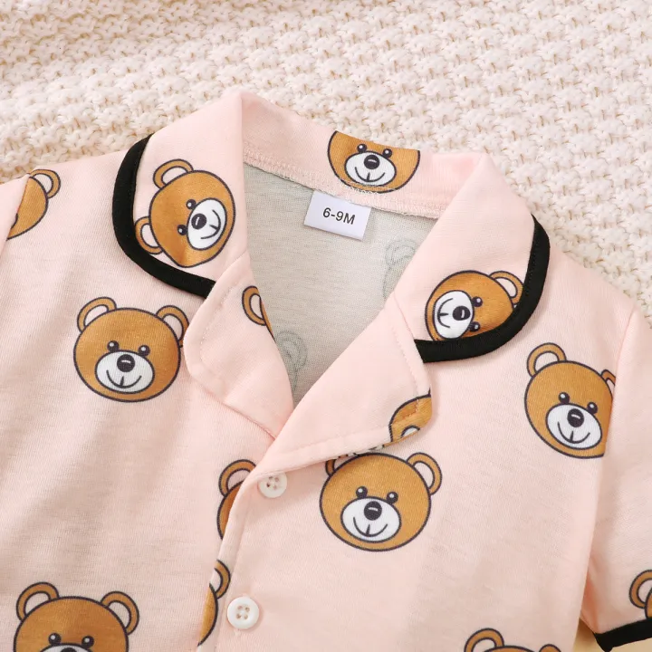 2PCS%20Pajama%20Set%20Cartoon%20Cute%20Pattern%20Short%20Sleeved%20Top+Shorts%20Comfortable%20and%20Soft%20Summer%20Home%20Wear%20for%20Baby%20Boy&Girl%200-3%20Years%20-%20Image%202