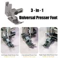 3-in-1 Universal Presser Foot – Left, Center & Right Single-Sided Sewing Machine Foot. 