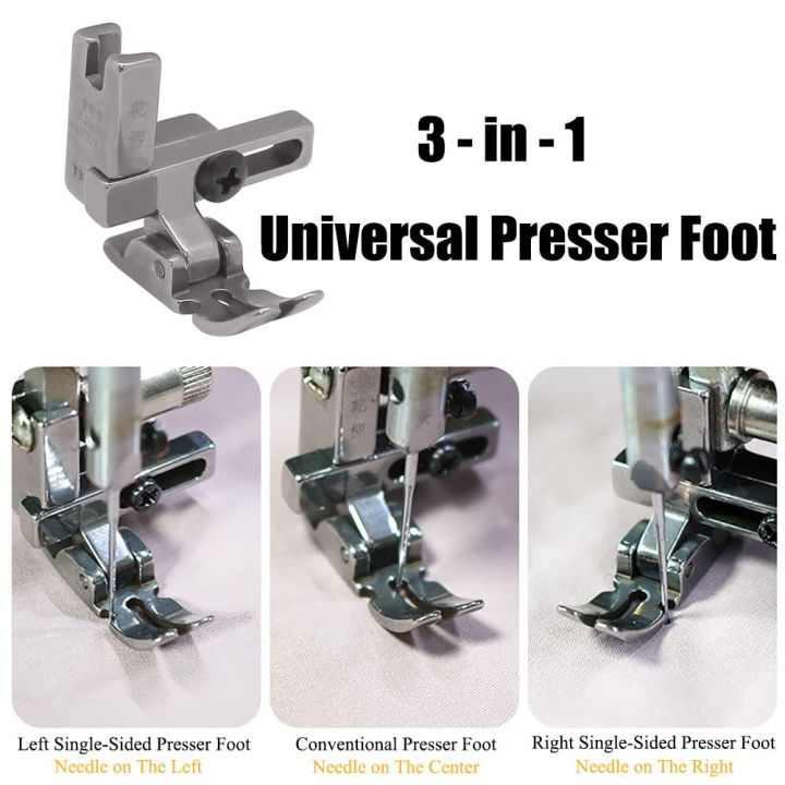 3-in-1 Universal Presser Foot – Left, Center & Right Single-Sided Sewing Machine Foot