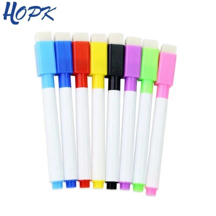 8PC Colorful Whiteboard Pen Black White Board Markers Built In