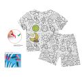 Novelty Kid DIY Hand Painted Homewear  Short-sleeved T-shirt and shorts Pajama Sets For Boy And Girl (without painting pen). 