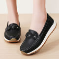 Women's casual flat shoes, 100 genuine leather shoes, lightweight spring and summer loafers, walking mom shoes. 