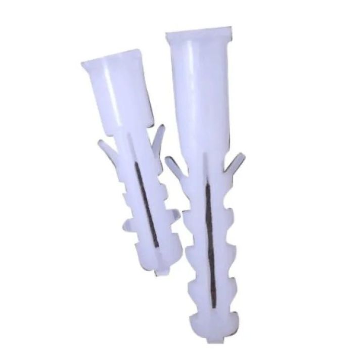 50pcs%20%20#/12/%20White%20Plastic%20Wall%20Plugs%20%7C%20Plastic%20Gitti%20%7C%20Rawal%20Plugs%20%7C%20Wood%20Concrete%20Screw%20Flat%20-%20Image%203