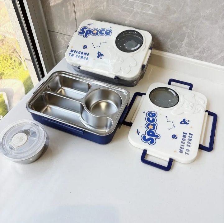 Rabbit design stainless steel lunch box for boys and girls