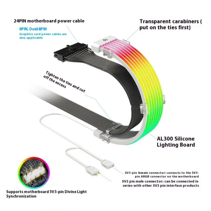 5V%203Pin%20ARGB%20Sync%20PC%20Cable%208/24PIN%20Motherboard%20Power%20Extension%20Cable%20Flexible%20LED%20Strip%20Light%20DIY%20Kit%20for%20Computer%20Power%20Supply%20-%20Image%205