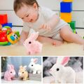 Plush Simulation Bunny Rabbit Animal Toy With Jumping Running Shake Ears Speak Mouth Automatic -18'×10'×19'cm. 