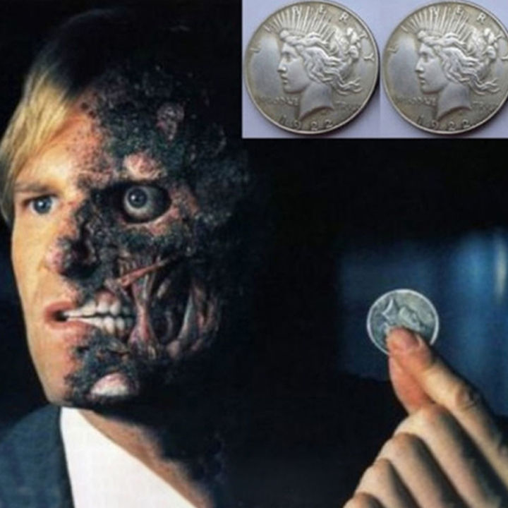 Two Face 2 Sided Scratched Coin Batman Cosplay Prop Harvey Dent Trick