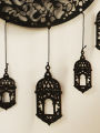 Wooden Hollow Moon and Star Lantern – DIY Ramadan Hanging Decor, Islamic Eid Mubarak Festival Decorations，Ornament Islamic . 