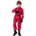 TV game red jumpsuit set (gloves+camisole+jumpsuit) - breathable role-playing set for men and women's role-playing party wear. 