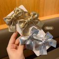 4 gold and silver bow hair clips, Korean style hair accessories suitable for daily use. 