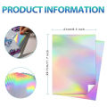 Holographic printable sticker paper for ink jet & laser printer, A4 20 sheets vinyl sticker printable paper, waterproof Rainbow. 