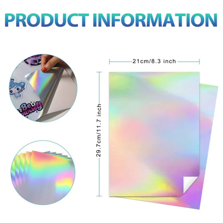 Holographic%20printable%20sticker%20paper%20for%20ink%20jet%20&%20laser%20printer,%20A4%2020%20sheets%20vinyl%20sticker%20printable%20paper,%20waterproof%20Rainbow%20-%20Image%202