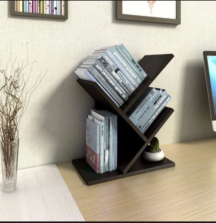 Tree-shaped bookshelf Desktop tree bookshelf 3-tier Bookcase Book rack ...