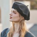 100% Wool Beret Hat Women Winter Thick French Hat Girls Solid Color Autumn Berets Caps Hats For Women Flat Cap Hat Felt Berets. 