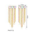 Kissmoon Candy Color Heart-shaped Tassel Earring for Women Stainless Steel Trendy Oil Dripping Heart Drop Earring Jewelry. 