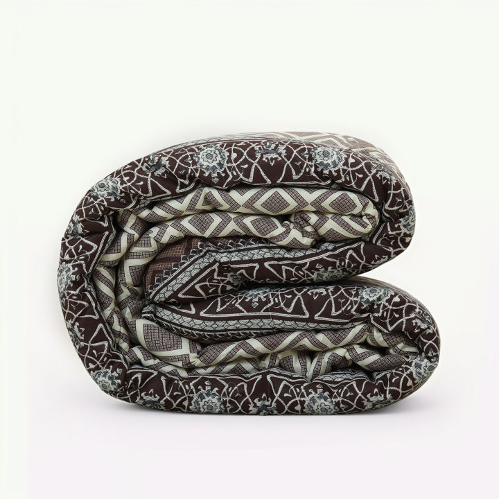 Comforter | King Size Winter Comforter (86" x 84") | Lightweight & Cozy with Poly Filler [Micro-fiber Padding] | Coffee and White Square Print