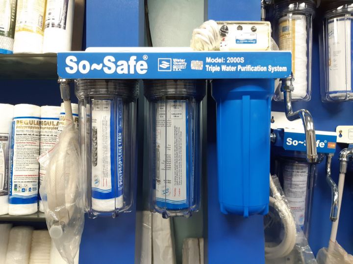 SoSafe Triple Water Purifier Filter System UV-2000S, 3 Stage|Sediment, PPF, PPYarn|CTO, GAC, Activated Carbon, DPC, Chlorination| Ultraviolet Lamp Removes Bacteria.