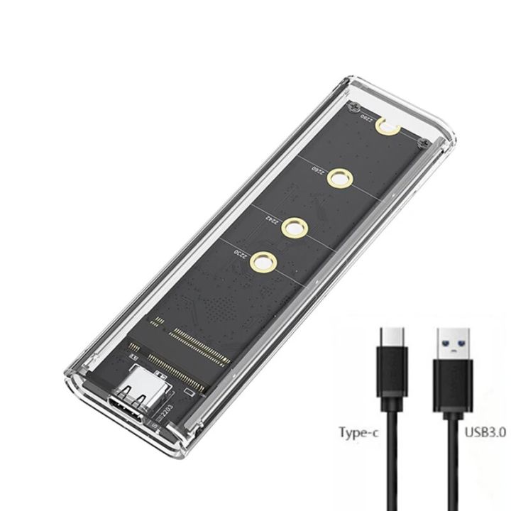 M.2 NVME PCIe NGFF SATA Dual Protocol SSD Case Clear USB Type C 10Gbps PCI-E M2 SSD Transparent External Enclosure Hard Disk Box