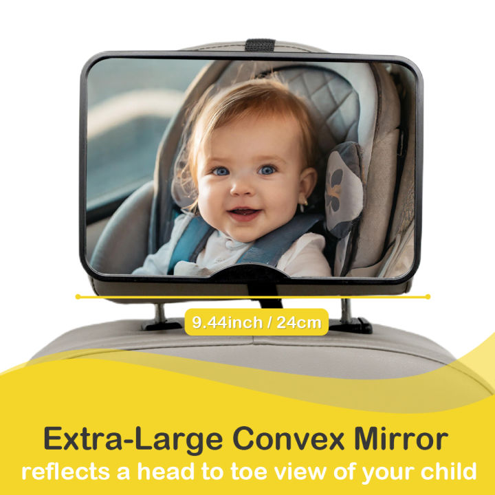 1 PC Crash Tested and Certified Shatterproof Baby Car Mirror for Rear Facing Infant with Wide Larger Crystal Clear View