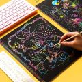 50 pcs Scratch Paper Kids Rainbow Magic Scratch Off Paper Sheets Art Craft Kit Black Note Paper Drawing Pads with Stencils. 