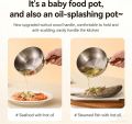 1pc Stainless Steel Pot with Heat-Resistant Wooden Handle - Induction Compatible, Non-Slip Base, Even Heat Distribution Milk Pot. 