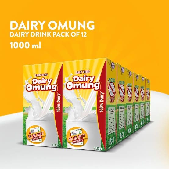 Dairy Omung Liquid Milk 1 Ltr Carton Pack Of 12