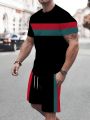 Summer Vocation Men's Tshirt Set 3D Print Solid Color Men Round Neck T-Shirt Shorts Two Piece Set Casual Man Suits Clothing. 