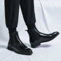 Chelsea Boots for Men Red Sole Pu Ankle Business Round Toe Slip-On Mens Boots Free Shipping Size 38-46 Men Shoes. 